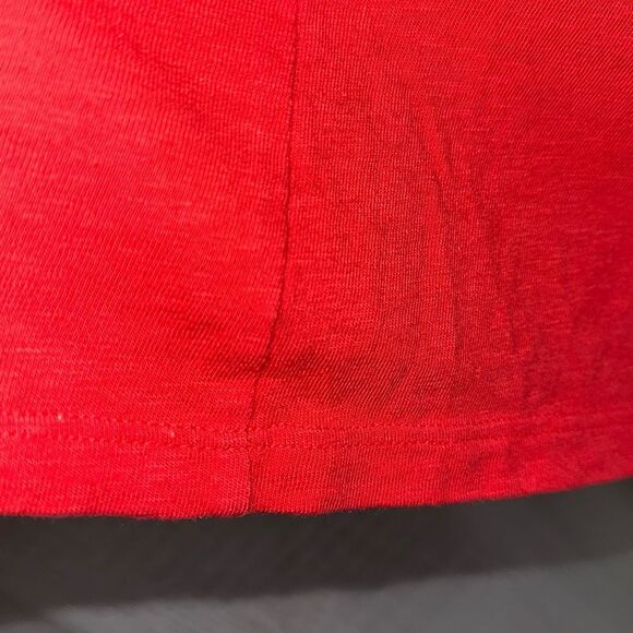 Talbots L Red Crochet Lace Pleated Front Short Sleeve Cotton Modal Tee - Picture 6 of 11